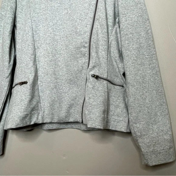 Banana Republic Asymmetrical Grey Long Sleeve Zip Fleece Jacket Size Large - Picture 4 of 8